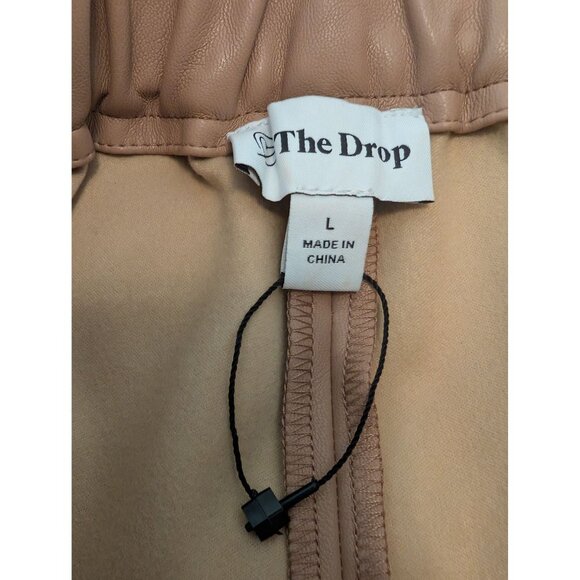 The Drop Womens Tan Faux Leather High-Waisted Shorts Size L Cute Fall Clothing - Picture 2 of 11